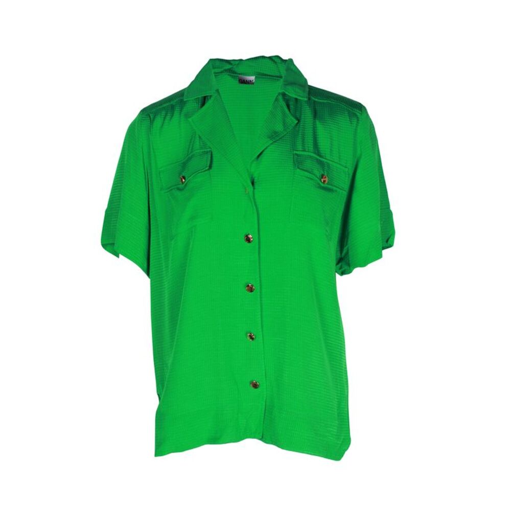 Ganni Ripstop Shirt Kelly in Green Viscose